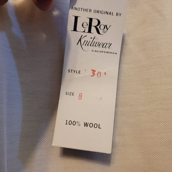 Vintage LeRoy Knitwear Off White A Line Skirt Doubleknit Wool Size 8 Pull On - Picture 3 of 6